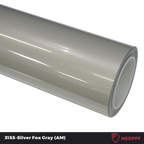 A sports car with Silver Fox Gray paint protection film colored wrap is parking in the garage