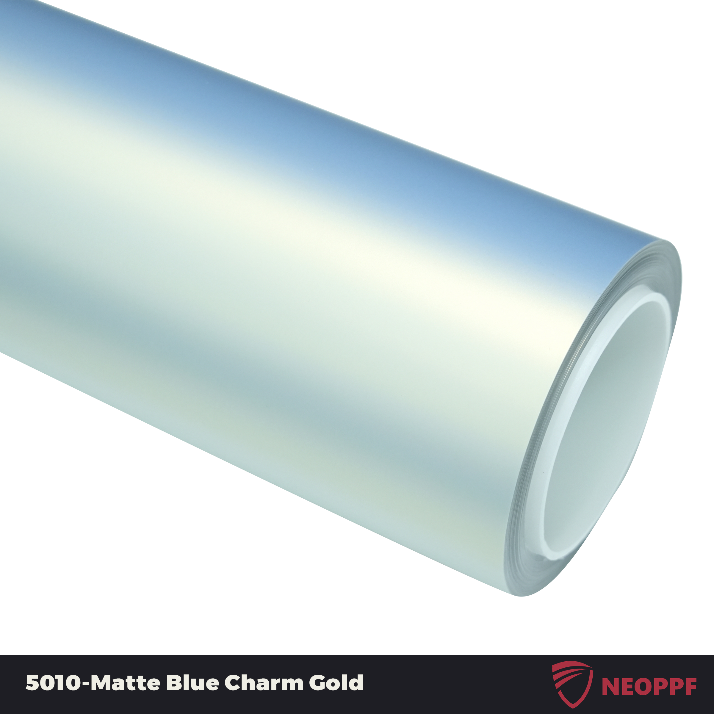 A sports car with Matte Blue Charm Gold paint protection film colored wrap is parking in the garage