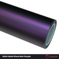 A sports car with Satin Pinot Noir Purple paint protection film colored wrap is parking in the garage