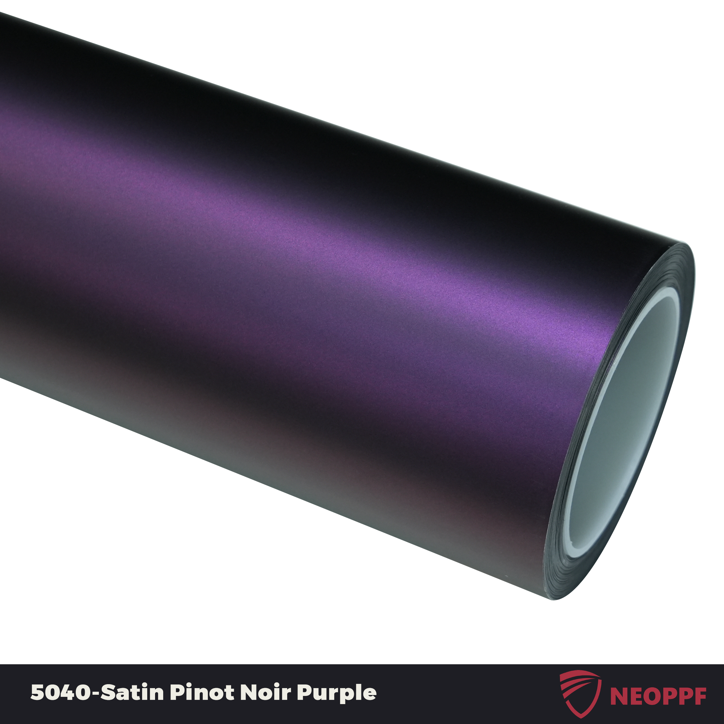 A sports car with Satin Pinot Noir Purple paint protection film colored wrap is parking in the garage