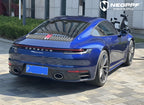 A sports car with Gentian Blue paint protection film colored wrap is parking in the garage