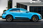 A sports car with Miami Blue paint protection film colored wrap is parking in the garage
