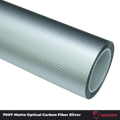 A sports car with Matte Optical Silver Carbon Fiber paint protection film colored wrap is parking in the garage