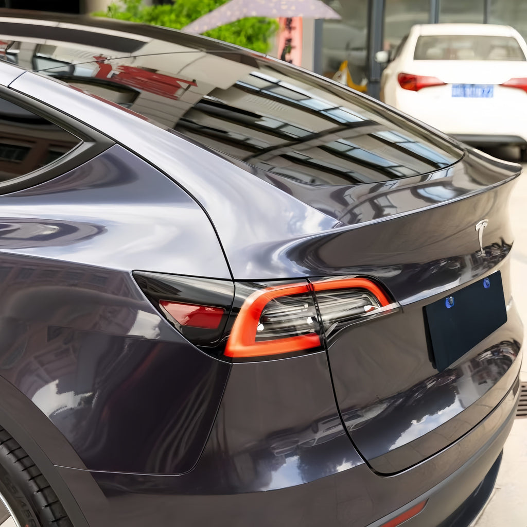 A sports car with Carbon Grayish Blue paint protection film colored wrap is parking in the garage