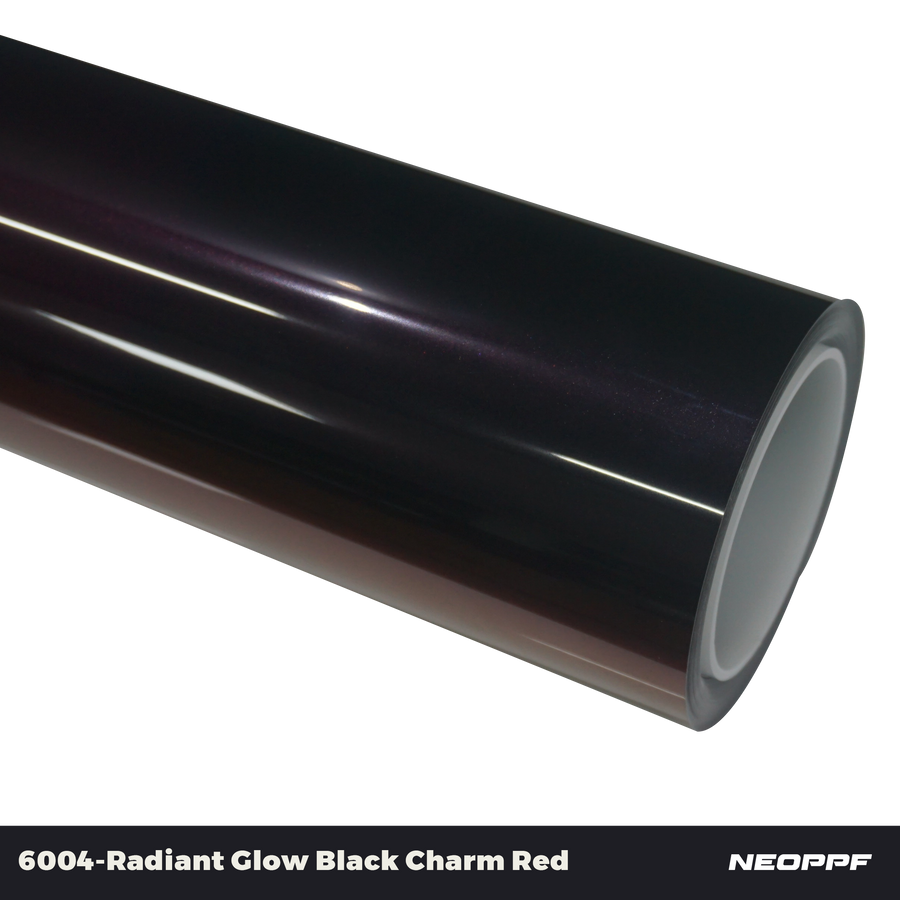 Flowing Black Charming Red gloss colored PPF car wrap