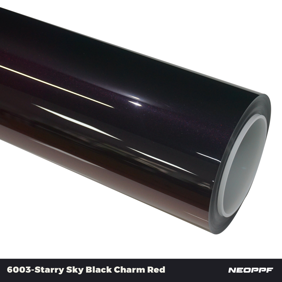 Starry Sky Black Charm Red gloss colored PPF car wrap