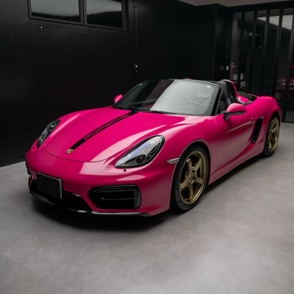 Pink sports car with a high-gloss color PPF finish