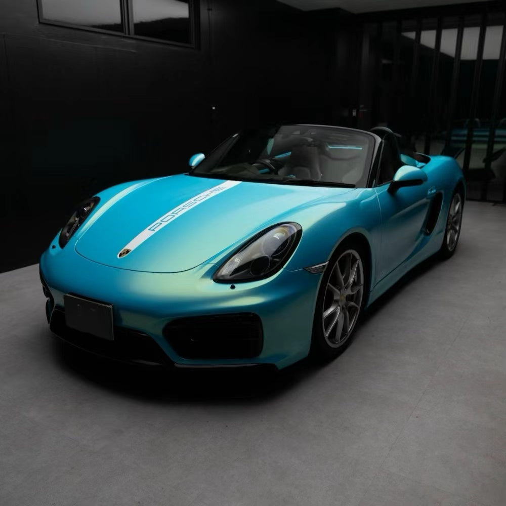 Blue sports car with an OEM-inspired color PPF finish